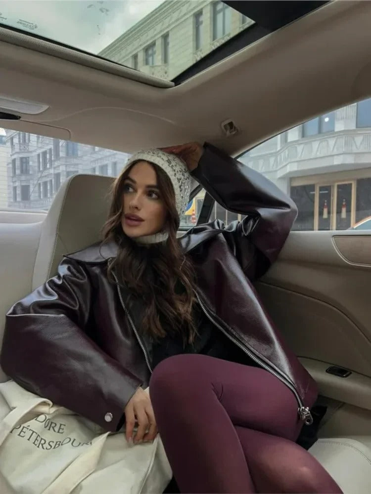 VALERINA – Tijdloze Leren Herfstjas voor de Moderne Vrouw