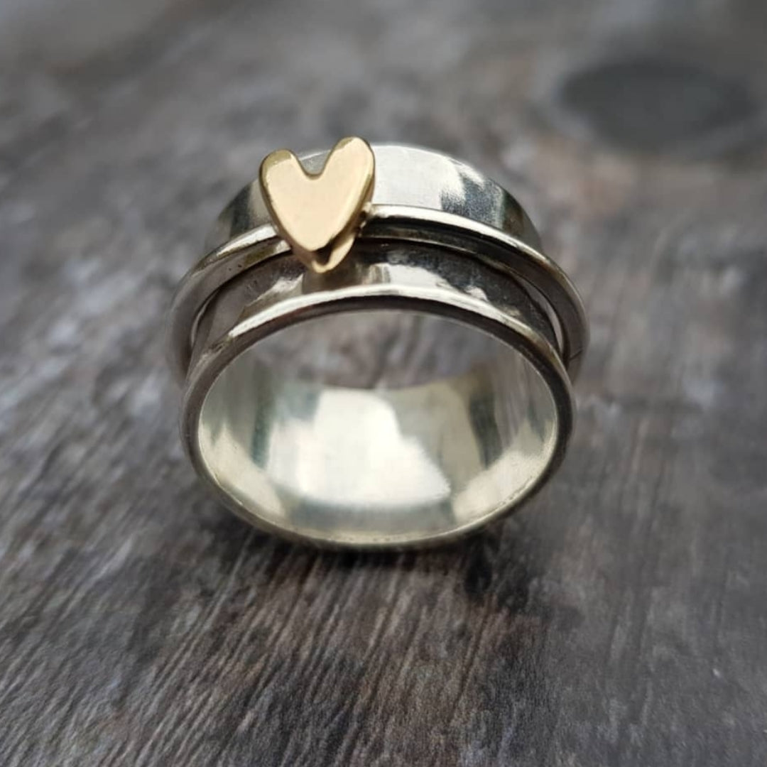 Mely Gouden Hart Zilveren Ring
