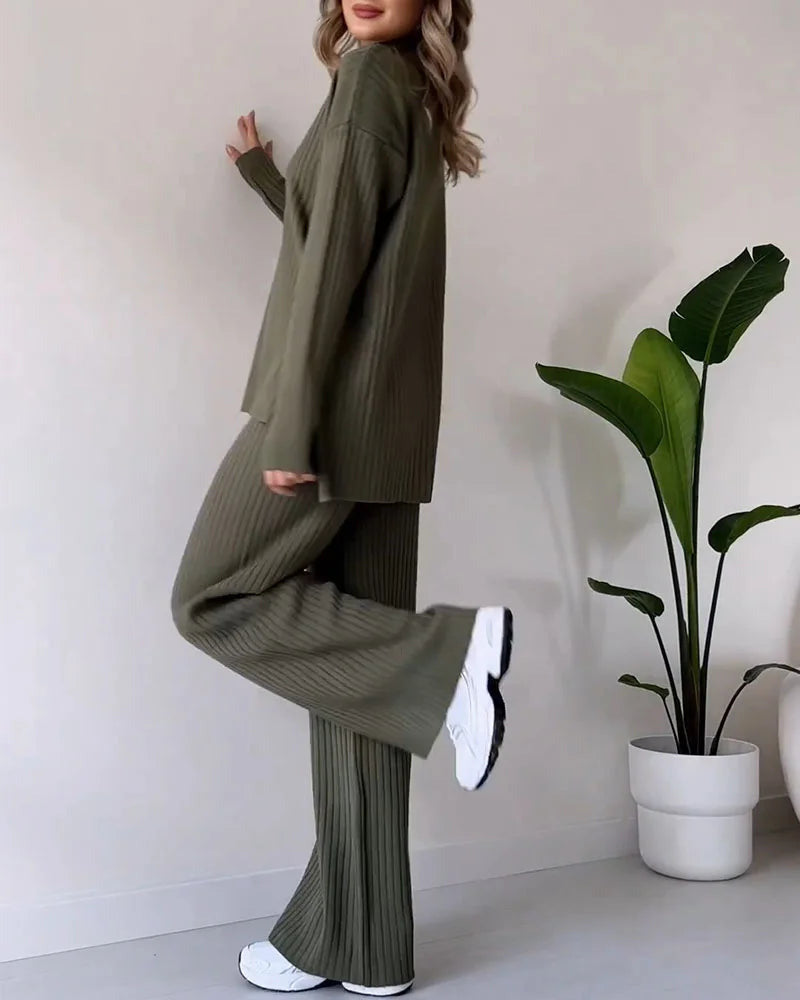 Dames Chique Turtleneck Tweedelige Set | Relaxte Pasvorm